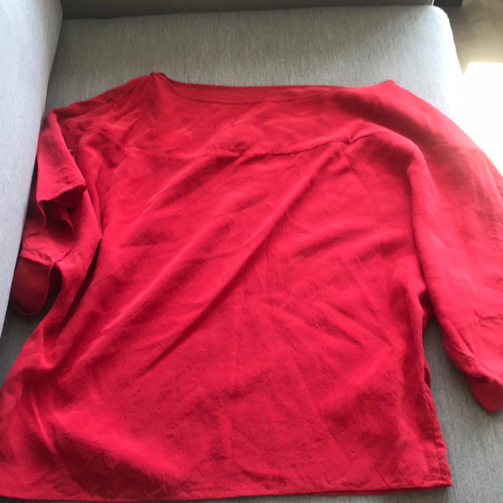 Red silk blouse